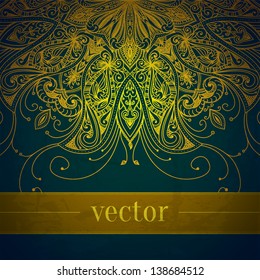 Vintage abstract hand-drawn ethnic pattern, tribal background. Pattern can be used for wallpaper, web page background, others. Gold vector tribal texture. Can be used for invitation and others.