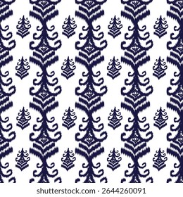Vintage Abstract Ikat padrão sem costura. Tecido asteca étnico tribal padrão têxtil tradicional africano indiano tradicional. Vintage abstrata folclore ornamento Bordado fundo. Ilustração vetorial. 