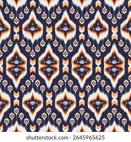 Vintage Abstract Ikat padrão sem costura. Tecido asteca étnico tribal padrão têxtil tradicional africano indiano tradicional. Vintage abstrata folclore ornamento Bordado fundo. Ilustração de vetor