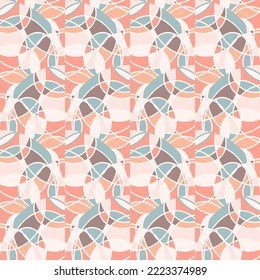 Vintage abstract line endless tile ornament Hand drawn linear mosaic seamless pattern. Design for fabric, textile print, wrapping paper, cover. Vector illustration