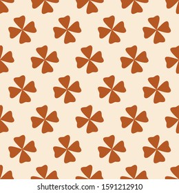 Vintage abstract ornament floral vector pattern background. Light orange and cream white.