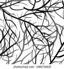 Vintage abstract pattern with black gray branches on background for decoration design. Modern bright summer print design