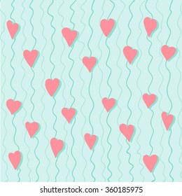 Vintage abstract pattern of hearts. Hand drawn. Valentine's Day