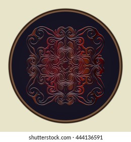 vintage abstract pattern monogram emblem mahogany in circle