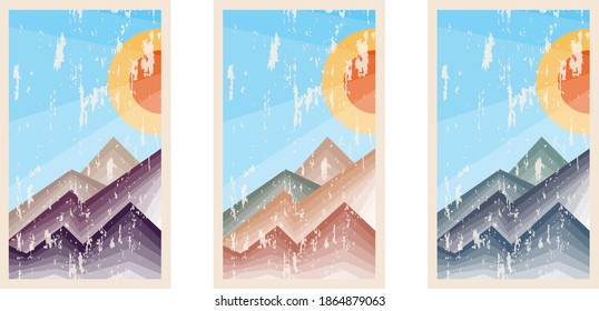 Vintage, abstract retro paintings. Set of vintage paintings. Vector illustration. Vector.