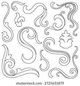 Vintage abstract scroll lines, decorative lines.
