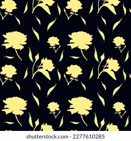 Vintage abstract seamless floral pattern. Yellow roses. Creative colorful design. Vector background, wallpaper, backdrop. 