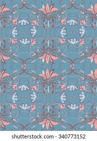 Vintage abstract seamless floral pattern for lingerie fabric. Rococo style