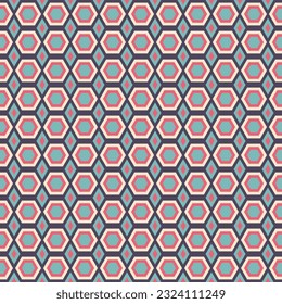 Ilustración vintage de fondo gráfico azul y rojo con un patrón geométrico uniforme. 