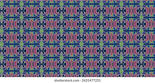 Vintage Abstract Seamless Pattern with Floral Motifs
