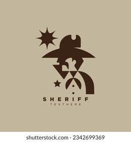 Vintage abstract sheriff or bandit cowboy logo design vector