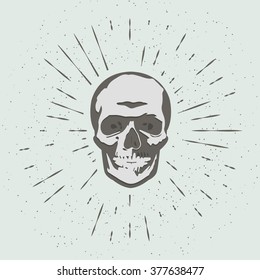 Vintage abstract skull head silhouette. Vector Illustration