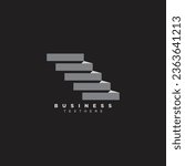 Vintage abstract stair step logo design isolated on black background