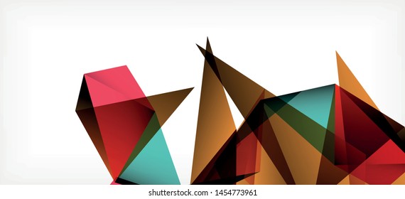 Vintage abstract template with triangle mosaic composition vecton white background. Simple design background. Modern flat design. Color abstract background. Beautiful vector pattern.