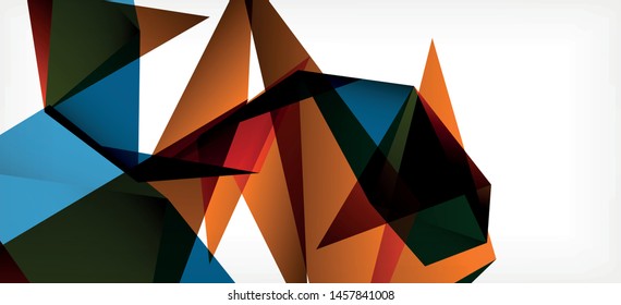 Vintage abstract template with triangle mosaic composition vecton white background. Simple design background. Modern flat design. Color abstract background. Beautiful vector pattern.