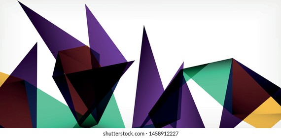 Vintage abstract template with triangle mosaic composition vecton white background. Simple design background. Modern flat design. Color abstract background. Beautiful vector pattern.