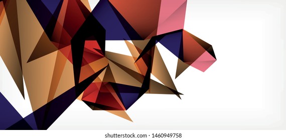 Vintage abstract template with triangle mosaic composition vecton white background. Simple design background. Modern flat design. Color abstract background. Beautiful vector pattern.