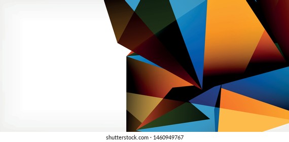 Vintage abstract template with triangle mosaic composition vecton white background. Simple design background. Modern flat design. Color abstract background. Beautiful vector pattern.