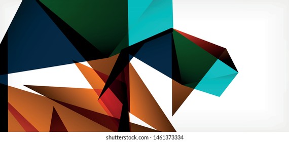 Vintage abstract template with triangle mosaic composition vecton white background. Simple design background. Modern flat design. Color abstract background. Beautiful vector pattern.