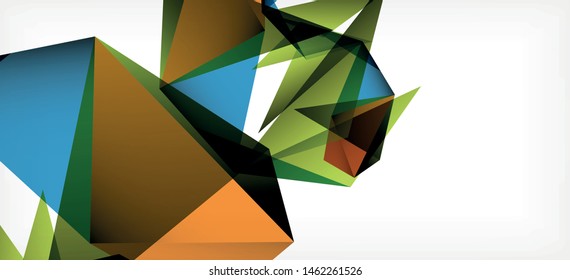 Vintage abstract template with triangle mosaic composition vecton white background. Simple design background. Modern flat design. Color abstract background. Beautiful vector pattern.