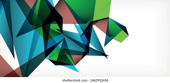 Vintage abstract template with triangle mosaic composition vecton white background. Simple design background. Modern flat design. Color abstract background. Beautiful vector pattern.