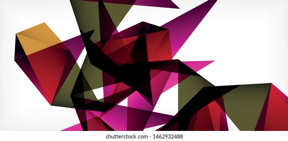 Vintage abstract template with triangle mosaic composition vecton white background. Simple design background. Modern flat design. Color abstract background. Beautiful vector pattern.