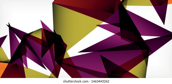 Vintage abstract template with triangle mosaic composition vecton white background. Simple design background. Modern flat design. Color abstract background. Beautiful vector pattern.