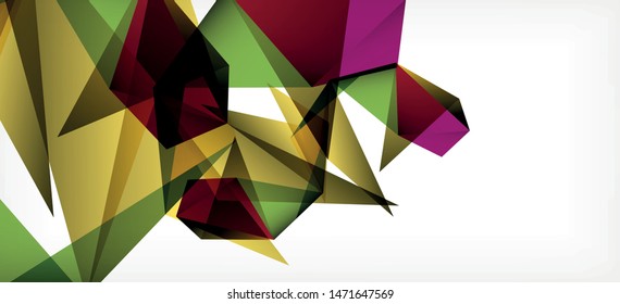 Vintage abstrakte Vorlage mit Dreieck Mosaik Komposition Vecton weißer Hintergrund. Einfaches Design-Hintergrund. Modernes Flachdesign. Abstrakter Farbhintergrund. Schönes Vektormuster.