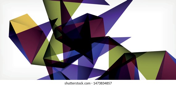 Vintage abstract template with triangle mosaic composition vecton white background. Simple design background. Modern flat design. Color abstract background. Beautiful vector pattern.