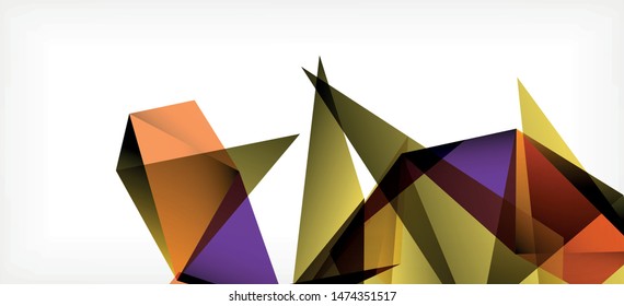 Vintage abstract template with triangle mosaic composition vecton white background. Simple design background. Modern flat design. Color abstract background. Beautiful vector pattern.