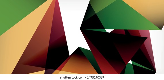 Vintage abstract template with triangle mosaic composition vecton white background. Simple design background. Modern flat design. Color abstract background. Beautiful vector pattern.