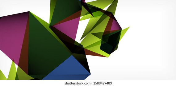 Vintage abstract template with triangle mosaic composition vecton white background. Simple design background. Modern flat design. Color abstract background. Beautiful vector pattern.