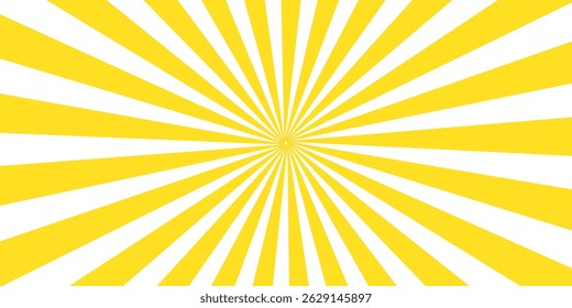 Vintage abstract template with yellow sunrays on light background. Sunlight abstract background. Starburst wallpaper. 
