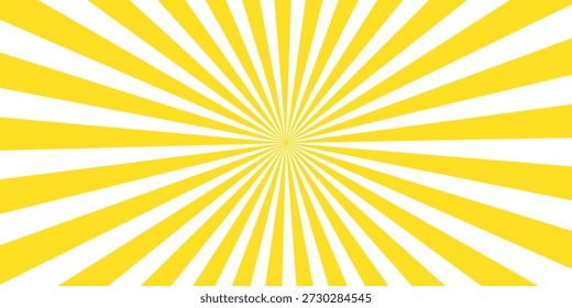 Vintage abstract template with yellow sunrays on light background. Sunlight abstract background. Starburst wallpaper. 