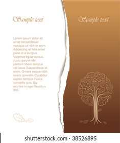 Vintage abstract tree drawing with place for your text - nice autumn card