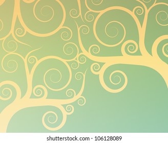 Vintage abstract tree swirl vector background