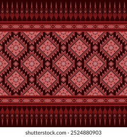 Vintage abstract tribal geometric Thai seamless Ethnic pattern. Navajo fabric traditional embroidery background. Design for fabric, art, wallpaper, textile, wrapping.- Vector Illustration.