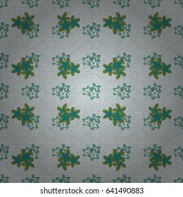 Vintage abstract vector floral seamless pattern in green and blue colors. Intersecting curved elegant stylized leaves and scrolls forming abstract floral ornament in Arabic style. Arabesque.