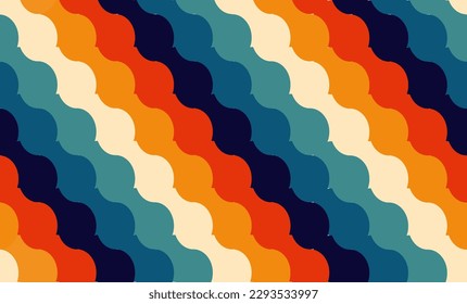 Vintage abstract wave background strip repeat seamless pattern with colorful vintage color, replete image design for fabric printing