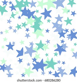 Vintage abstract white vector background with stars of confetti. Decorative pattern with multicolored stars. Old fashion illustrations of space. Holiday, glamor background 