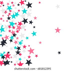 Vintage abstract white vector background with stars of confetti. Decorative pattern with multicolored stars. Old fashion illustrations of space. Holiday, glamor background 