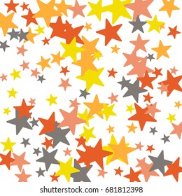 Vintage abstract white vector background with stars of confetti. Decorative pattern with multicolored stars. Old fashion illustrations of space. Holiday, glamor background 