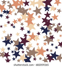 Vintage abstract white vector background with stars of confetti. Decorative pattern with multicolored stars. Old fashion illustrations of space. Holiday, glamor background 