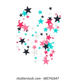 Vintage abstract white vector background with stars of confetti. Decorative pattern with multicolored stars. Old fashion illustrations of space. Holiday, glamor background 