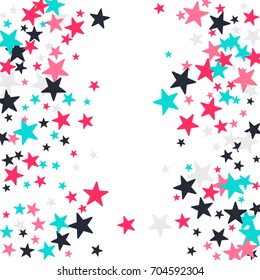 Vintage abstract white vector background with stars of confetti. Decorative pattern with multicolored stars. Old fashion illustrations of space. Holiday, glamor background 