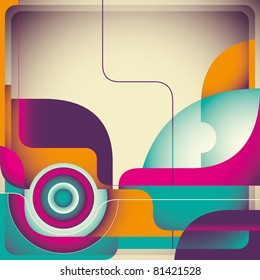 Vintage abstraction with designed shapes. Vector illustration.