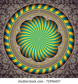 Vintage abstraction with ornamental decoration. Vector illustration.