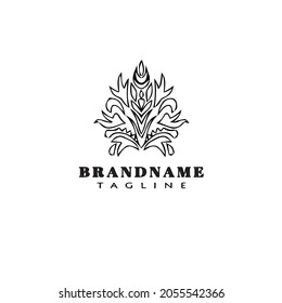 vintage acanthus leaf ornament logo icon design template black modern isolated illustration