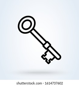 Vintage access key line art. Simple vector modern icon design illustration.