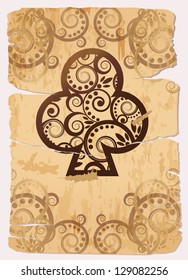 Vintage ClubÃ?Â´s ace poker playing cards, vector illustration